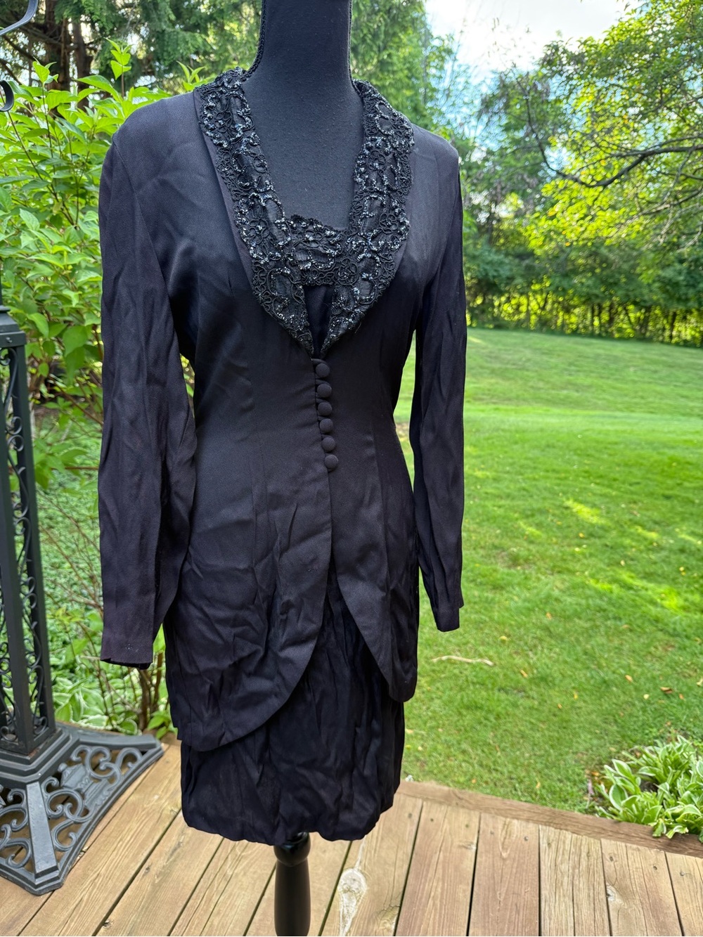 Black Beaded Vintage-Style Two-Piece Dress Jacket Set size 3-4 Scarlett brand